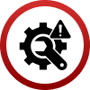 Red circle on black background